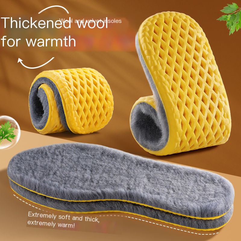 Soft cashmere snow boot insoles, unisex warm fleece insoles, thickened warm insoles, self-heating sports insoles