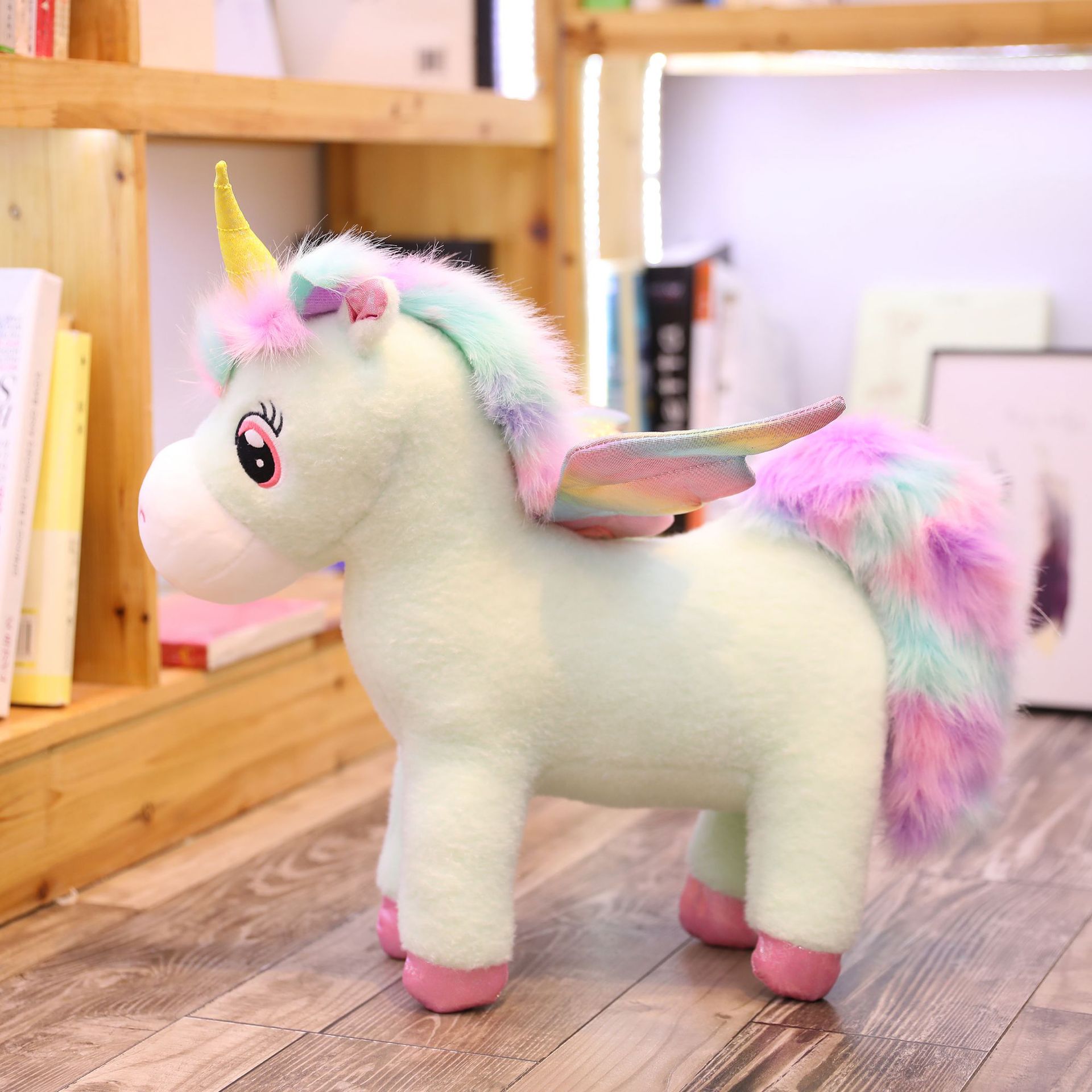 Rainbow Wings Fluffy Hair Fly Unicorn Horse Stuffed Animal Toys – Kids Toys