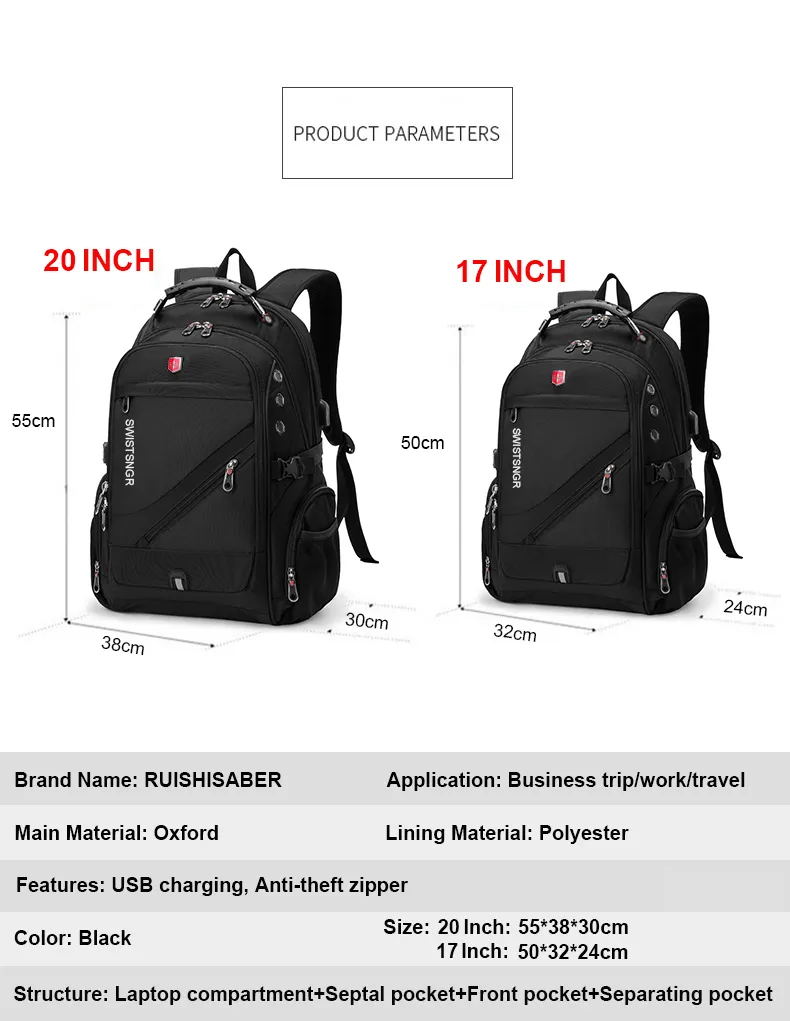 RUISHISABER 17-inch Laptop Backpack with USB – Kids Joy Toys