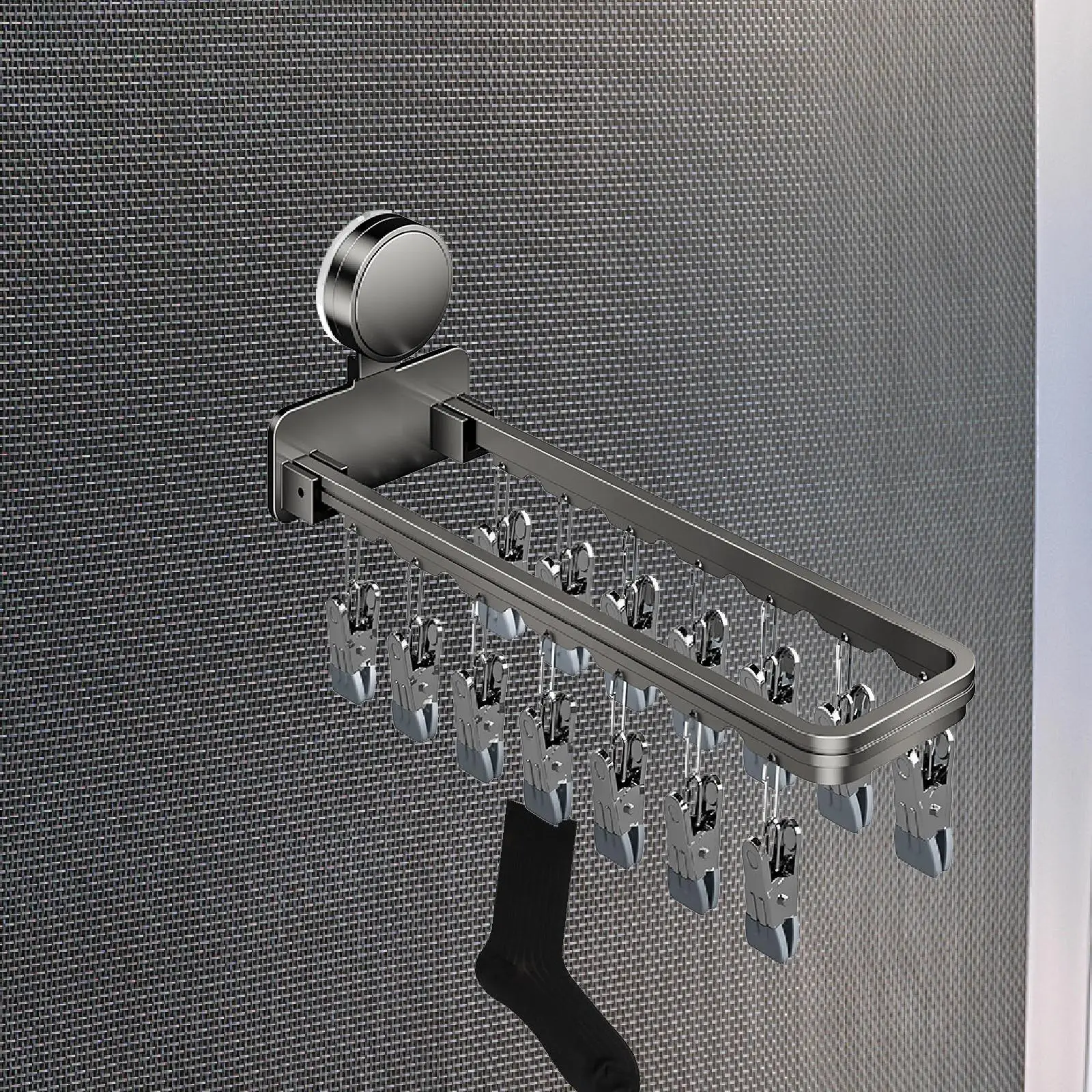 Drying Rack with 14 Drying Clips Suction Cup Folding Clothes Hanger Laundry Clip for Pants Shorts Underwear Towel Bathroom